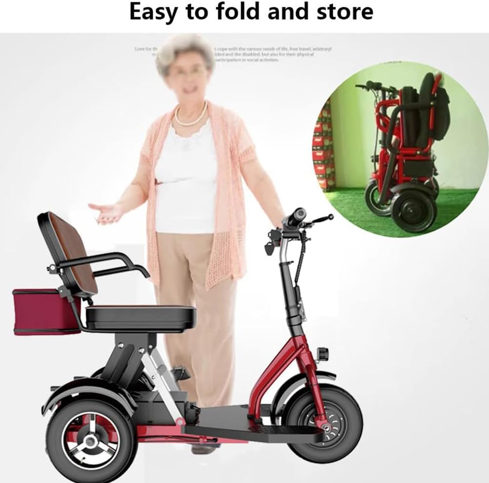 Luxury Electric Wheel Mobility Scooter Folding Mobility Scooter Lightweight Travel Mobility Scooter with Charger and Basket for Seniors Adults Handicapped Elderly Run Forward,12AH