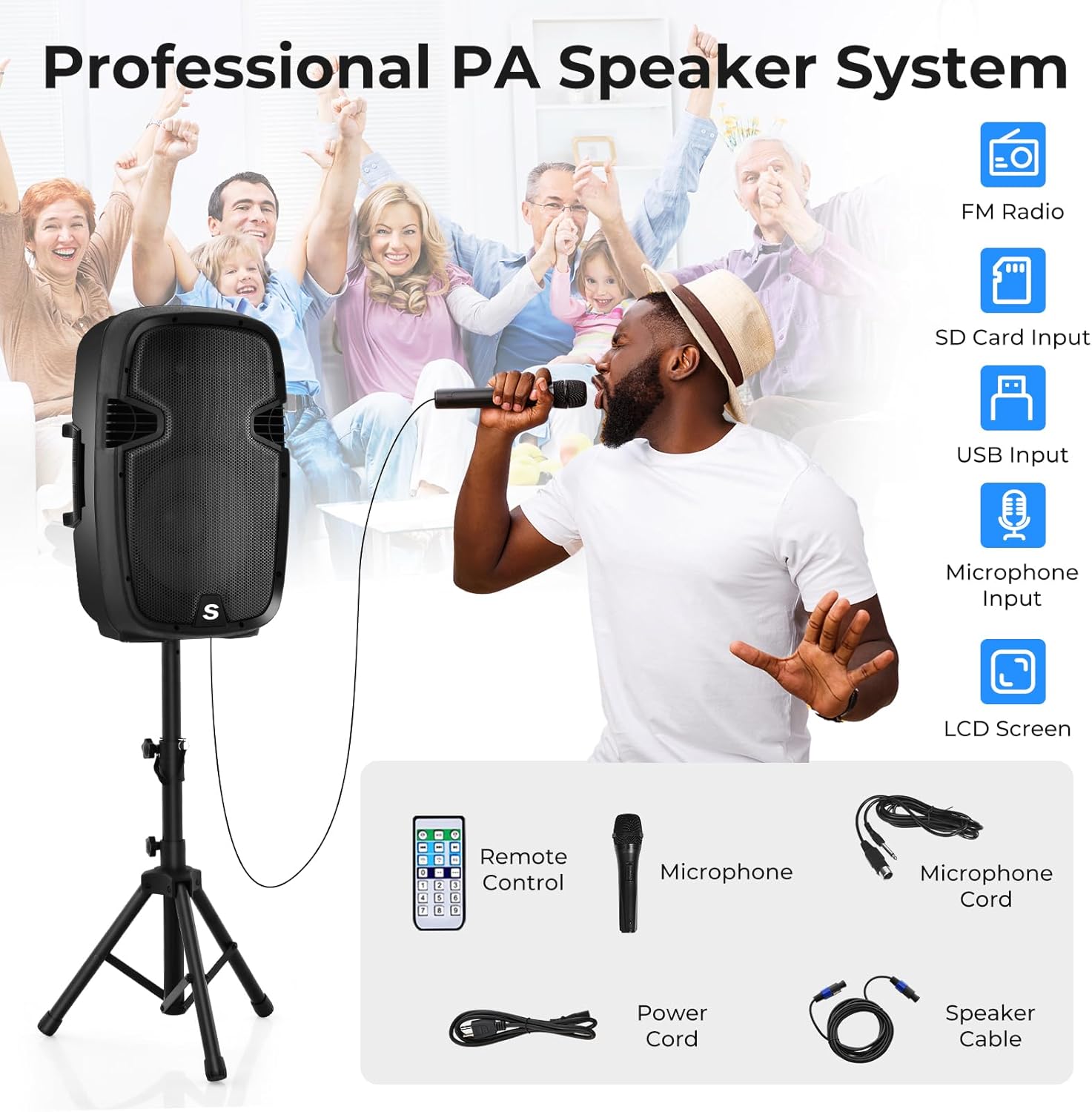 Costzon 2-Way Powered PA Speakers System Combo Set, 12