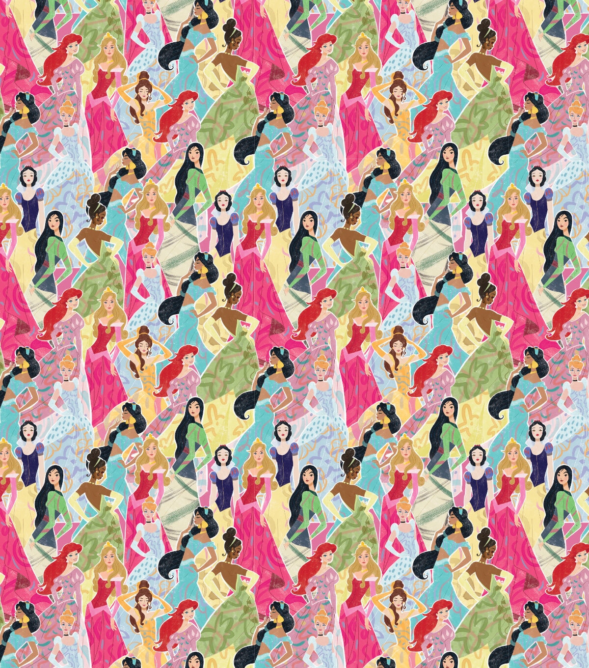Disney Princess Stylized Dolls Cotton Fabric