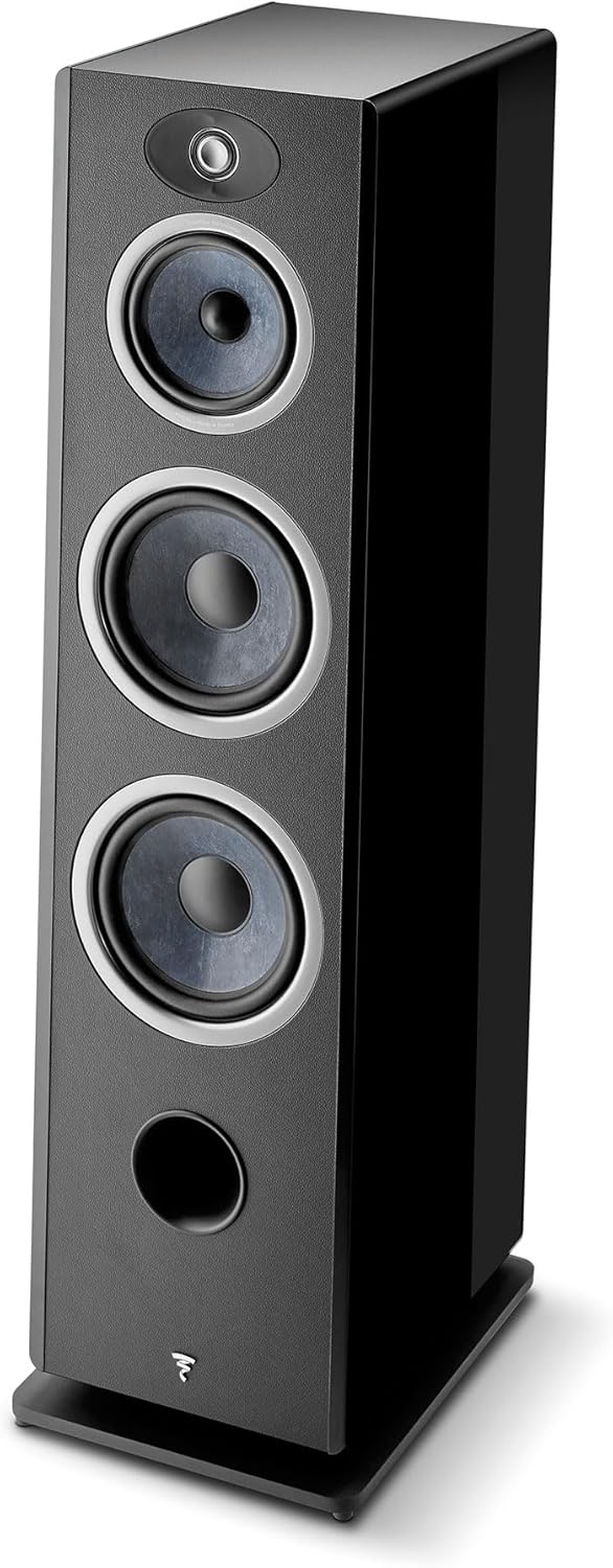 Focal Omada N°4 3-Way Floorstanding Speaker with Deep Bass and Refined Treble (Black High Gloss)