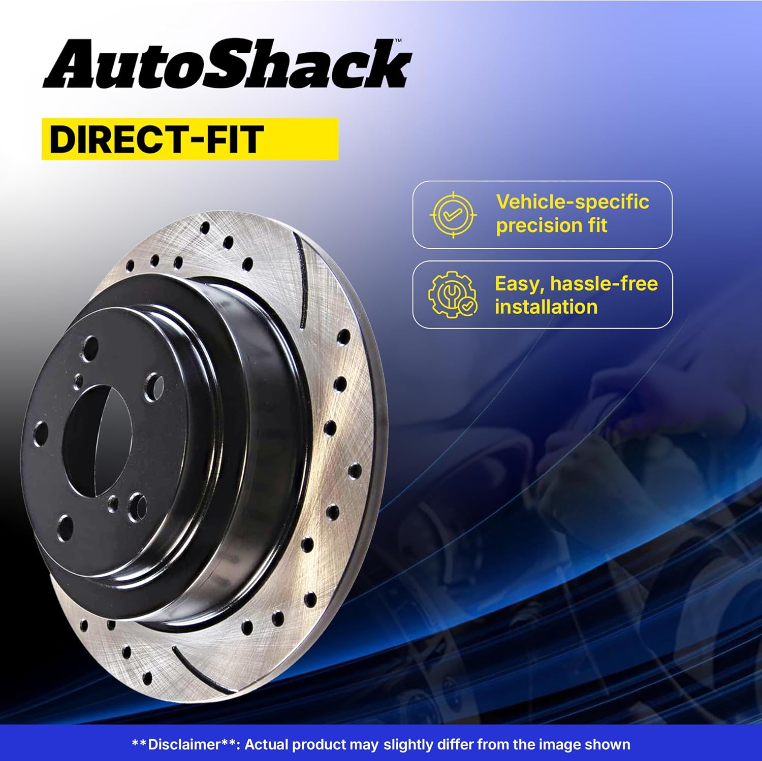 AutoShack Front & Rear Drilled & Slotted Brake Rotors Replacement for 2012-2018 Ford F-150 2.7L 3.0L 3.3L 3.5L 3.7L 5.0L 6.2L V6 V8 4WD AWD RWD E-Coated 4-PC Set ShadowGuard
