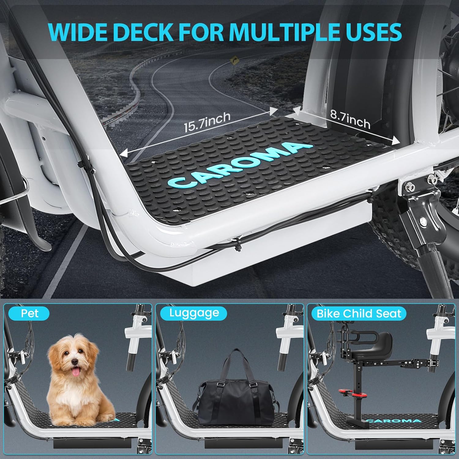 Caroma Electric Scooter with Seat for Adults, Max 30Miles Ranges&20Mph, 500/800/1200W Motor, 14/20