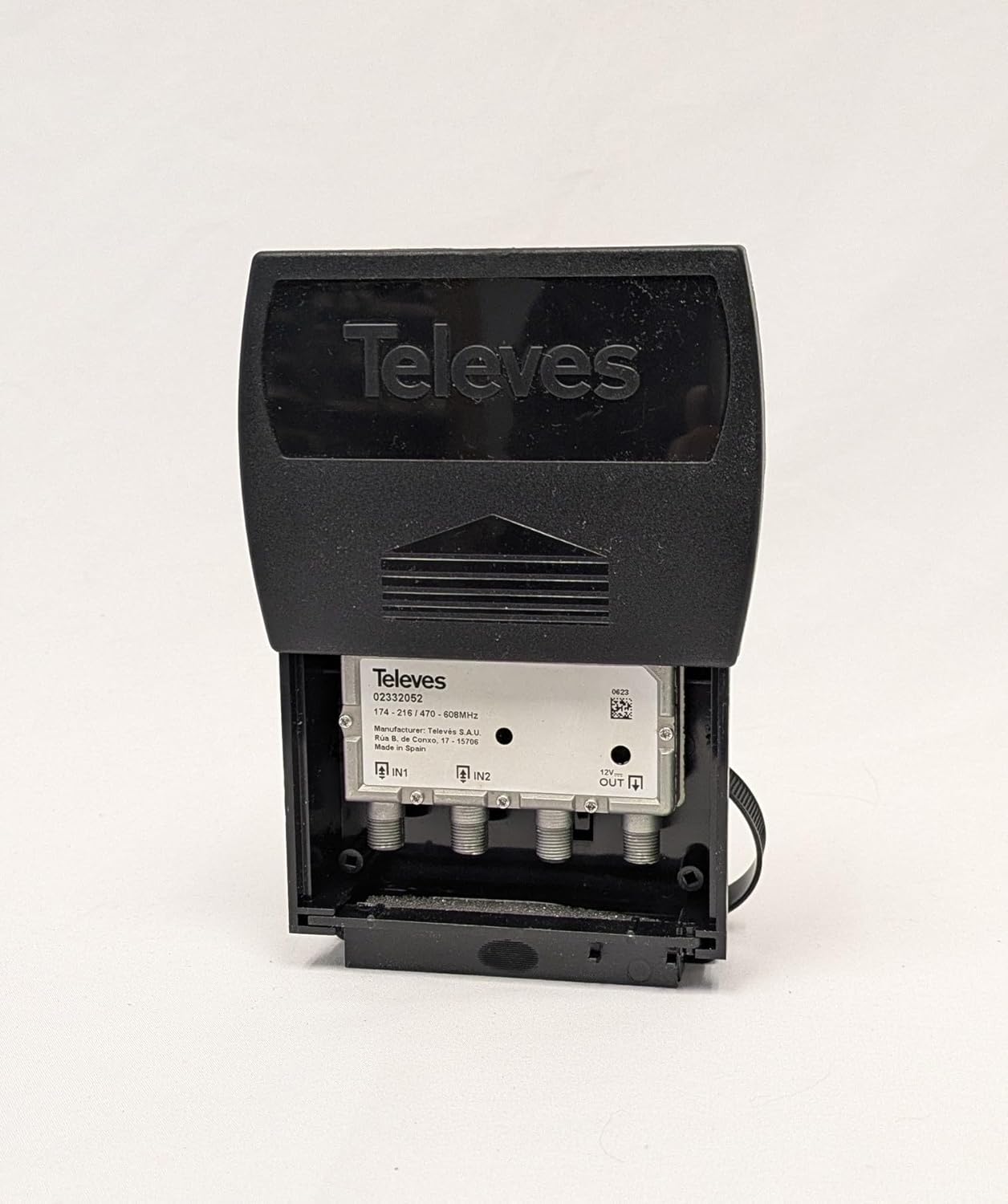 Televes 108381 DATBOSS Mix 8 Bay Dipole Array Powered 4K Ready OTA Antenna Hi-VHF/UHF 5G/LTE Filtered Multi-Directional Dual Market, Yellow/Silver