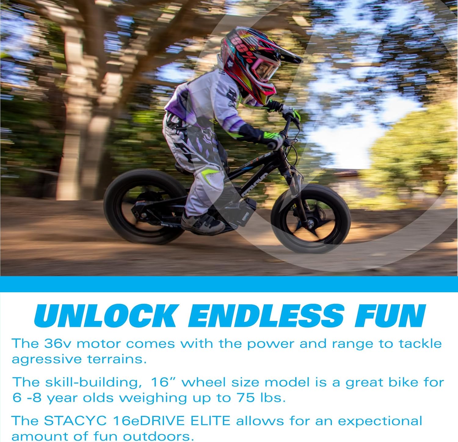 STACYC Brushless 16eDRIVE Elite Electric Balance Bike for Kids Ages 6-8 Years Old