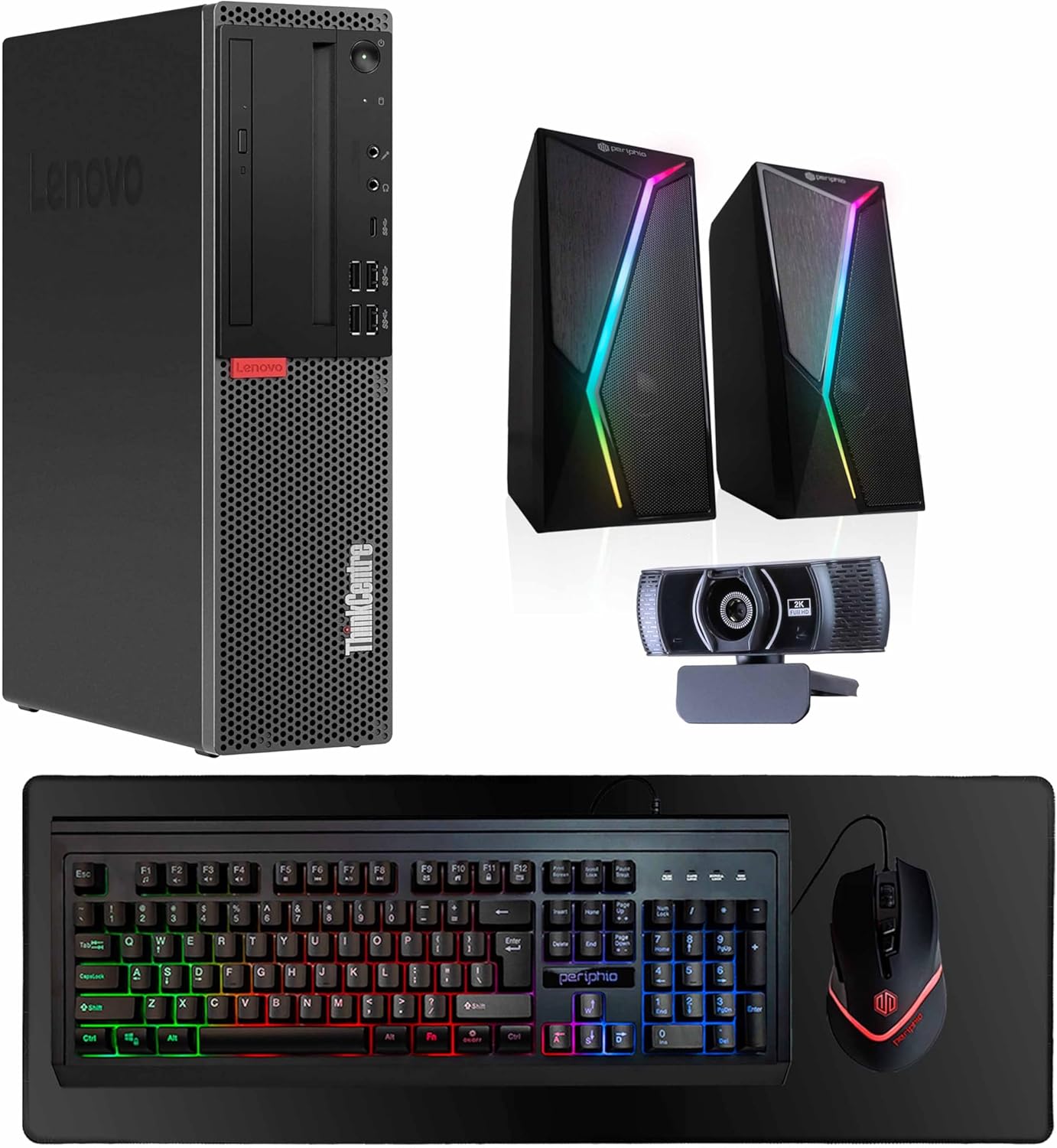 Lenovo M920S Windows 11 Desktop Computer | 16GB RAM + 500GB SSD | Intel i5 | 16GB RAM + 500GB SSD | WiFi 6 AX200 + BT | RGB Keyboard/Mouse + Speakers | Webcam | Mousepad | Home or Office PC (Renewed)