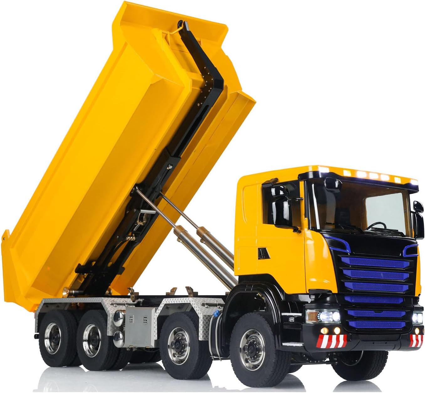 TOUCAN RC HOBBY Metal 1/14 Remote Control Hydraulic Dumper Truck 8x8 Full Tipper Car Differential for Ages 14+