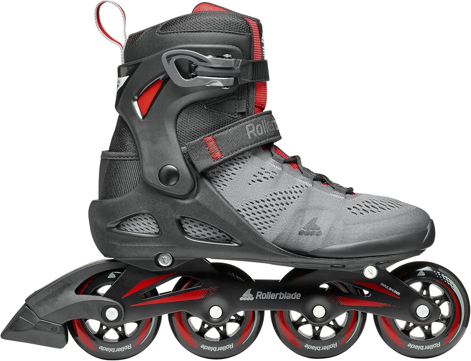 Rollerblade Macroblade 84 Men's Adult Fitness Inline Skate, Dark Gray & Red, Performance Inline Skates