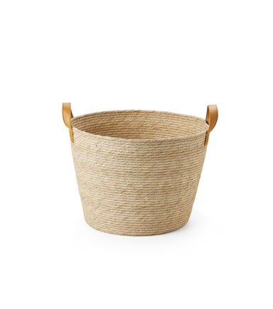 Tan Wicker Basket With Twisted Handles by Place & Time