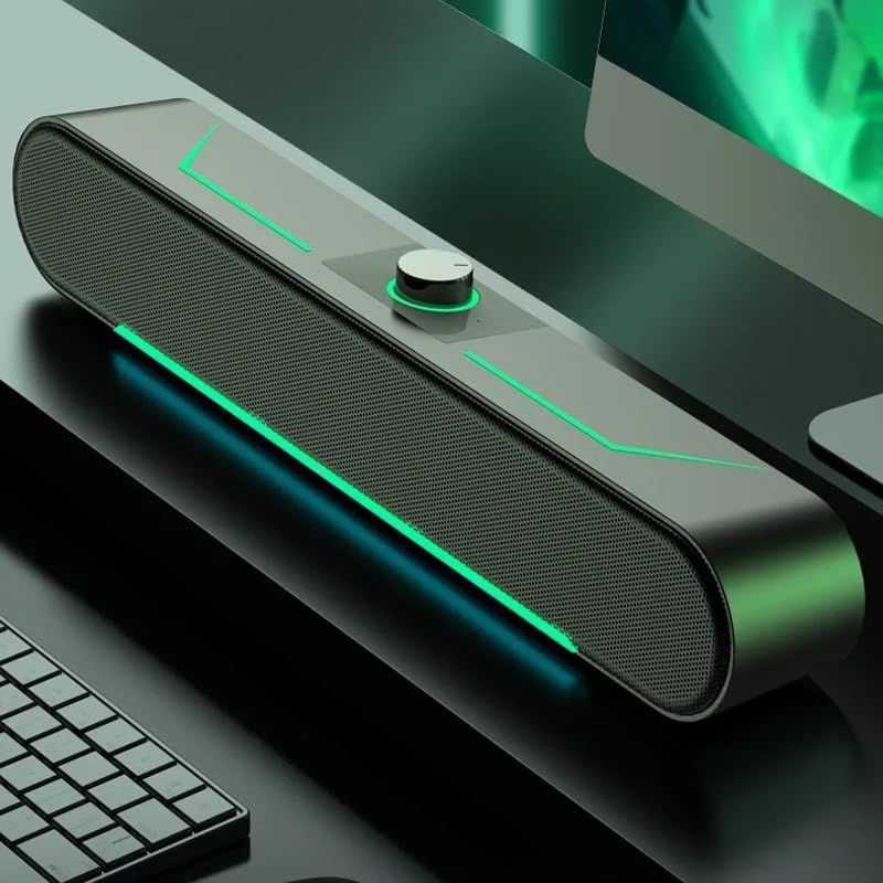 Glowing Computer Speakers with LED Lights for Gaming Long Bar-Shaped Hi-Fi Stereo Speaker