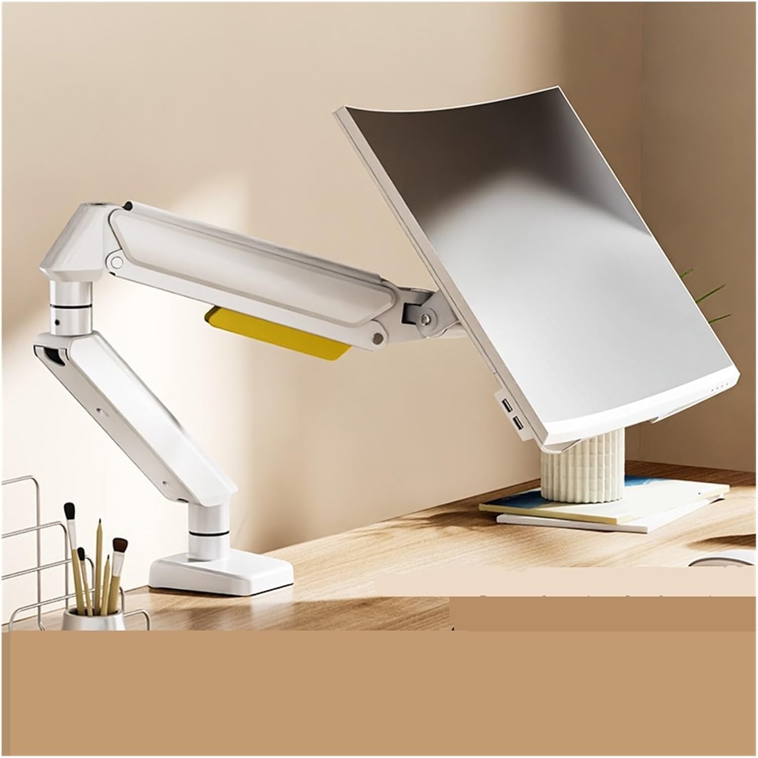 Monitor Stand Robotic arm Computer Lifting Rotating Cantilever Portable Screen Hole Bracket X1(White)