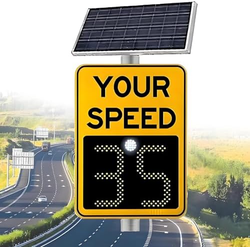 Upgraded Solar-Powered LED Speed Limit Radar Display Sign with Remote Control - 3-Digit Speed Feedback for Traffic Safety & Monitoring