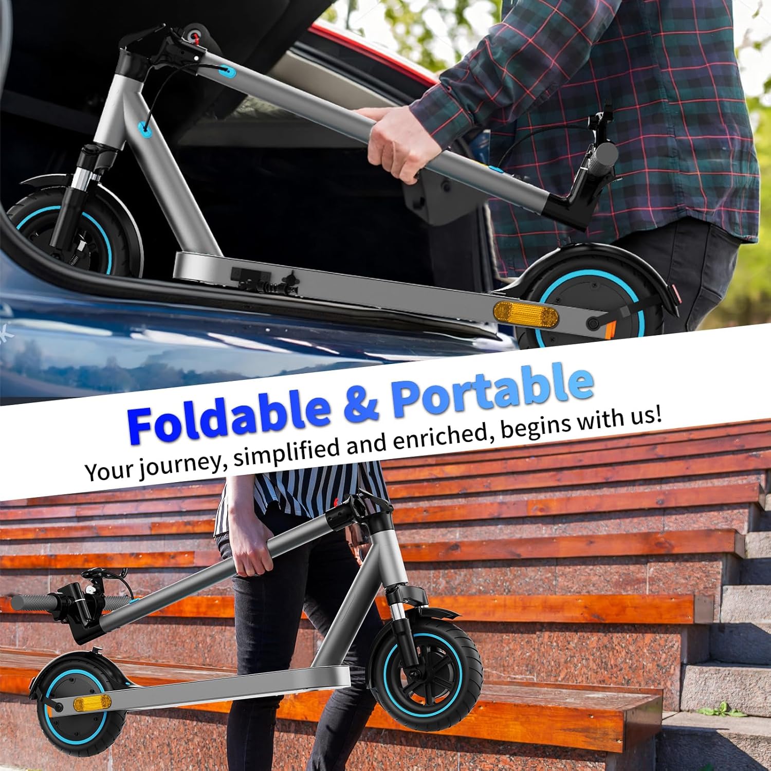 E-Scooter 500W Peak Motor,19MPH/19-28mi Range, 8.5