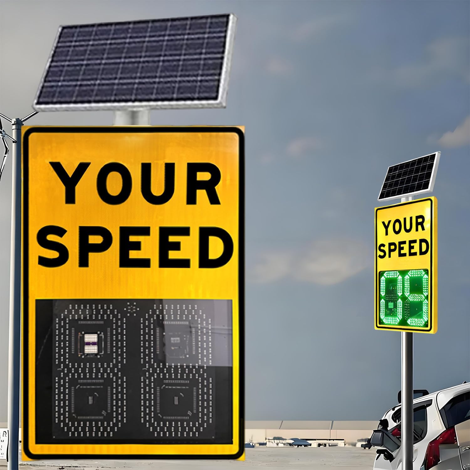 High-Visibility Solar Radar Speed Limit Sign, LED Traffic Warning Display, Durable Aluminum Alloy, 660 Bright LEDs, 1000m Visibility, 4-Lane Speed Measurement, 600x900mm