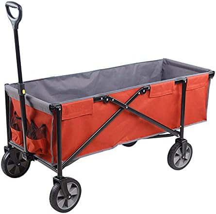 Collapsible Wagon Cart with Wheels Foldable Folding Wagons Carts Silent Universal Wheels,Garden Cart Four-Wheeled Trolley Folding Portable Grocery Shopping Cart Camping Car Camping Trailer O