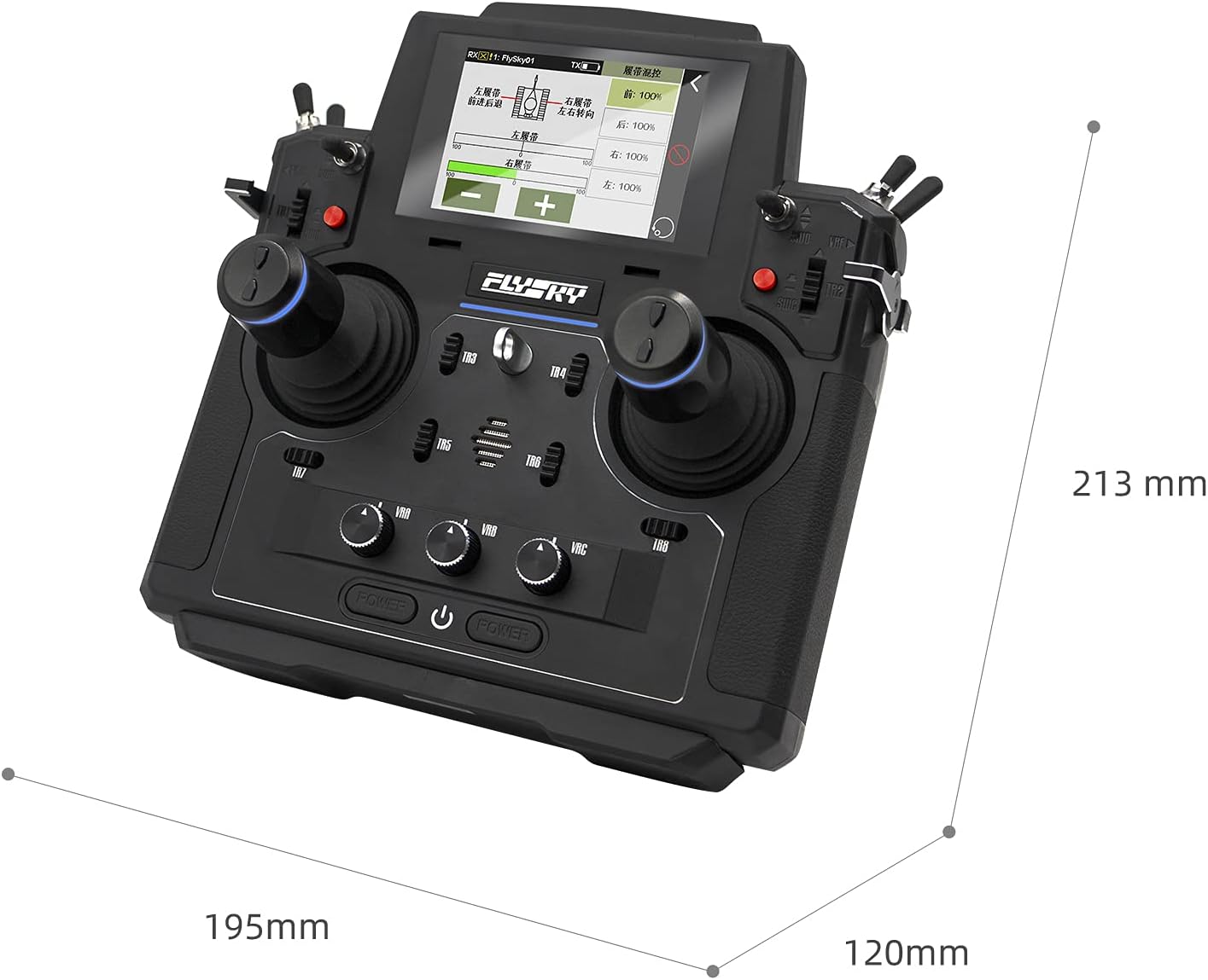 GoolRC Flysky Paladin EV 2.4GHz 18CH RC Transmitter with 5D Hall Sensor Gimbals AFHDS 3, 3.5 Inch TFT Touching Screen Radio Remote Controller for RC Engineering Vehicle