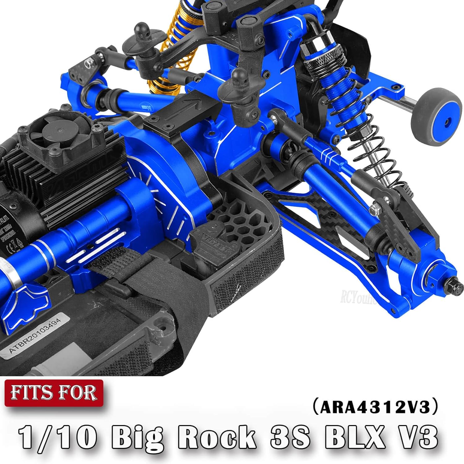 RC Upgrade Parts for 1/10 Big Rock 4X4 V3 3S BLX,Arms/Shocks/57T Gear/CVD/Caster Block/Steering Blocks/Stub Axle Carriers/Steering Bellcranks/Gearbox/Links/Center Driveshafts,Navy Blue