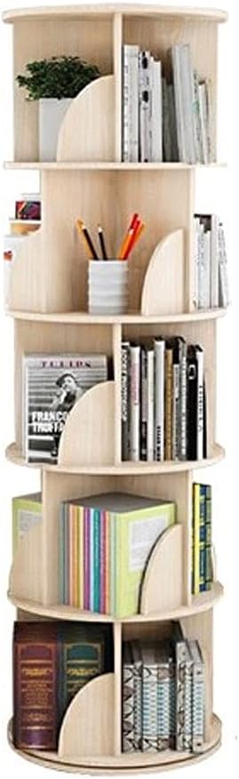 LCJQ Home Bookshelf Solid Wood Rotary Bookshelf, 360 Degree Simple Ideas Rotary Bookcase，Freestanding Storage Organizer Holder Book Rack ​Shelves (Color : A, Size : 159cm)
