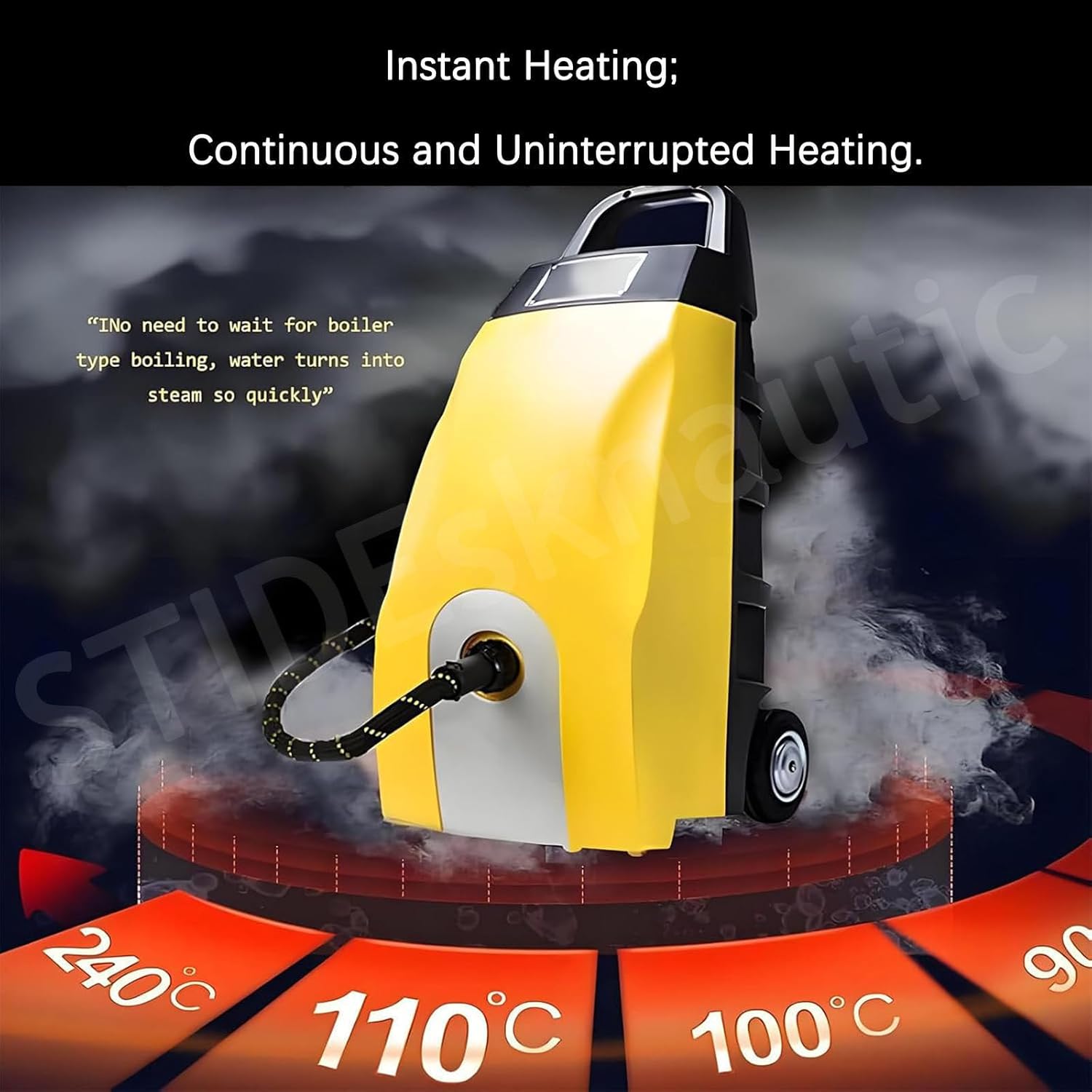 High-Temperature Steam Cleaner,Continuous High-Pressure Cleaning,Steam Flow Rate 120 ml/min,Dry and Wet Steam,Highly Effective Stain Removal Yellow