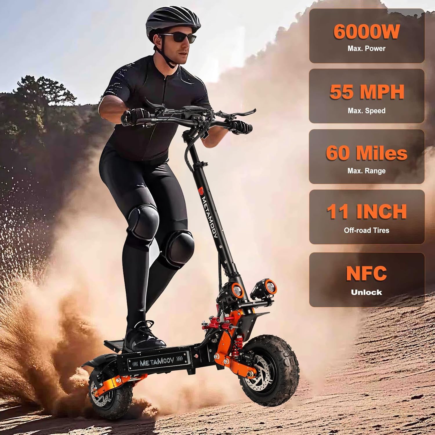 ZO01 Plus Electric Scooter Adults, 6000W Dual Motors Up to 55 MPH, 60 Miles Long Range 60V 35AH, 11