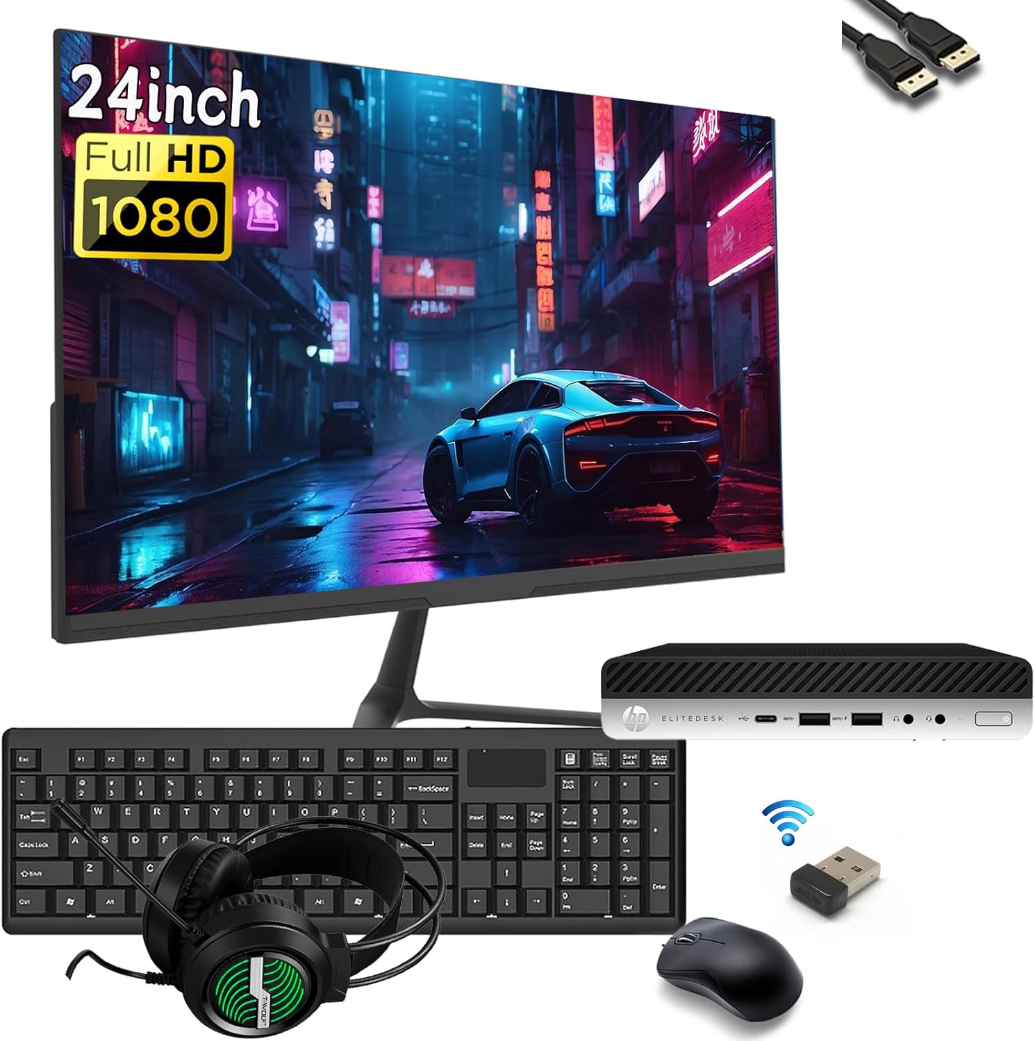 HP EliteDesk 705 G4 Mini Desktop Computer with 24