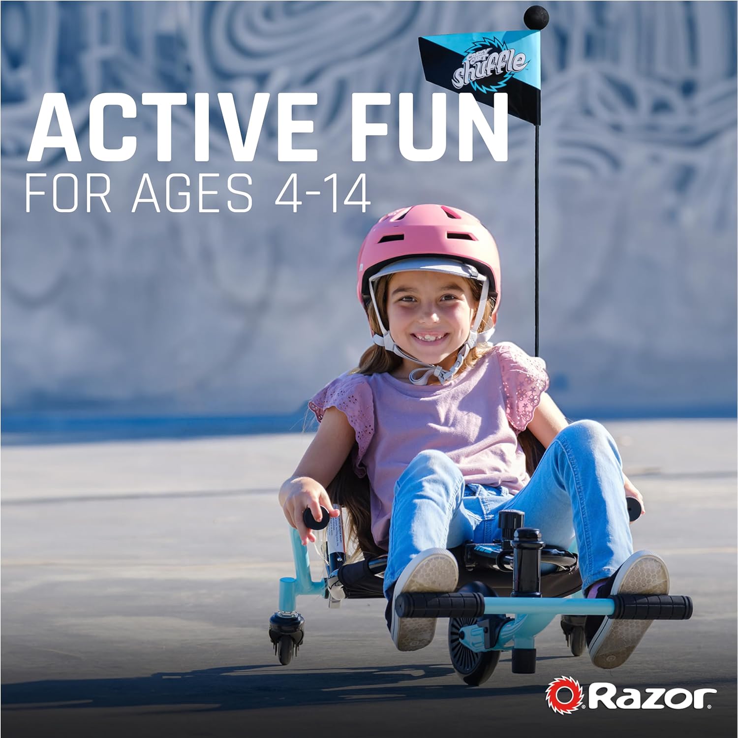 Crazy Cart Shuffle by Razor – Kid-Powered Drifting Go-Kart for Ages 4+ & RipRider 360 Caster Trike for Kids Ages 5+ - Lightweight, Rubber Handlebars, Steel Frame, for Riders up to 160 lbs