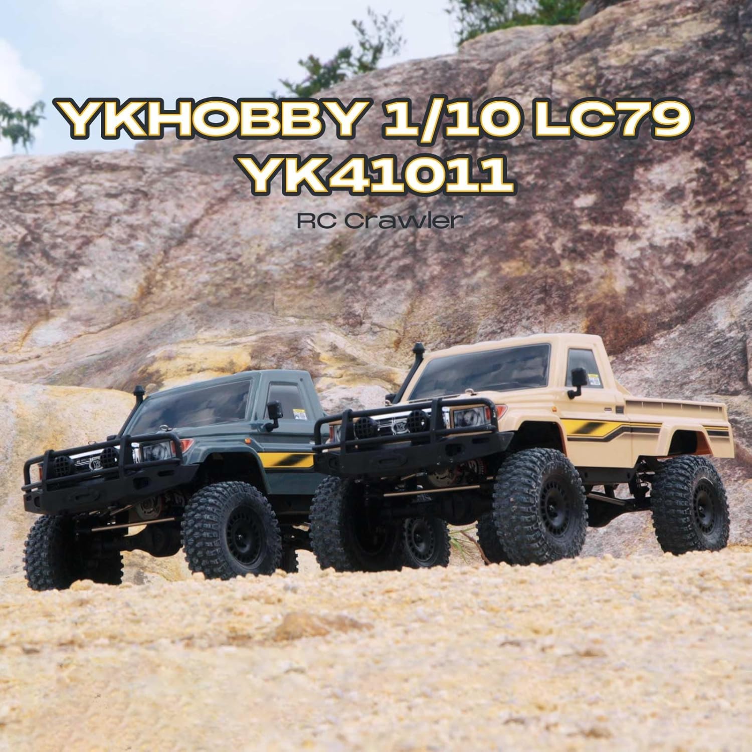 FCXㅤ YKHOBBY 1/10 YK41011 RC Crawler, Hobby Grade RC Rock Crawler with 2 Speed Switch, Manual Differential Lock for Adults (RTR Yellow)