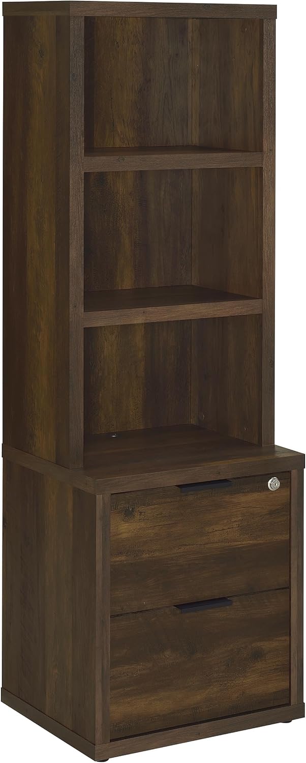 Coaster Home Furnishings Westpark 3-Shelf Bookcase USB and Lockable Drawer Dark Pine