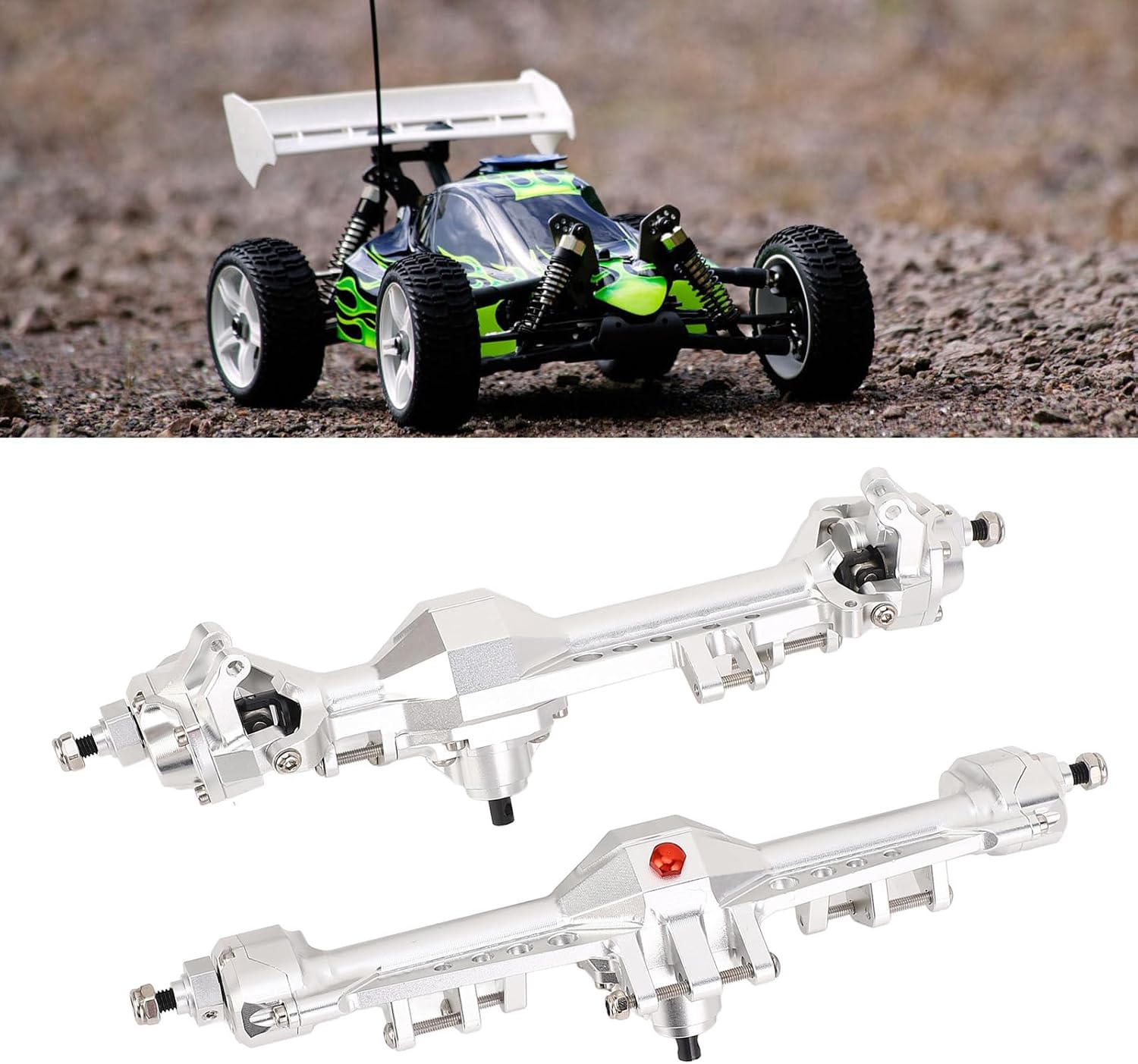 Aluminum Alloy Portal Axle Set, Stainless Steel Metal Front Rear Portal Axle Assembly Adjustable Shock Mount Drive Shaft with Stainless Steel for 1/10 RC Crawler