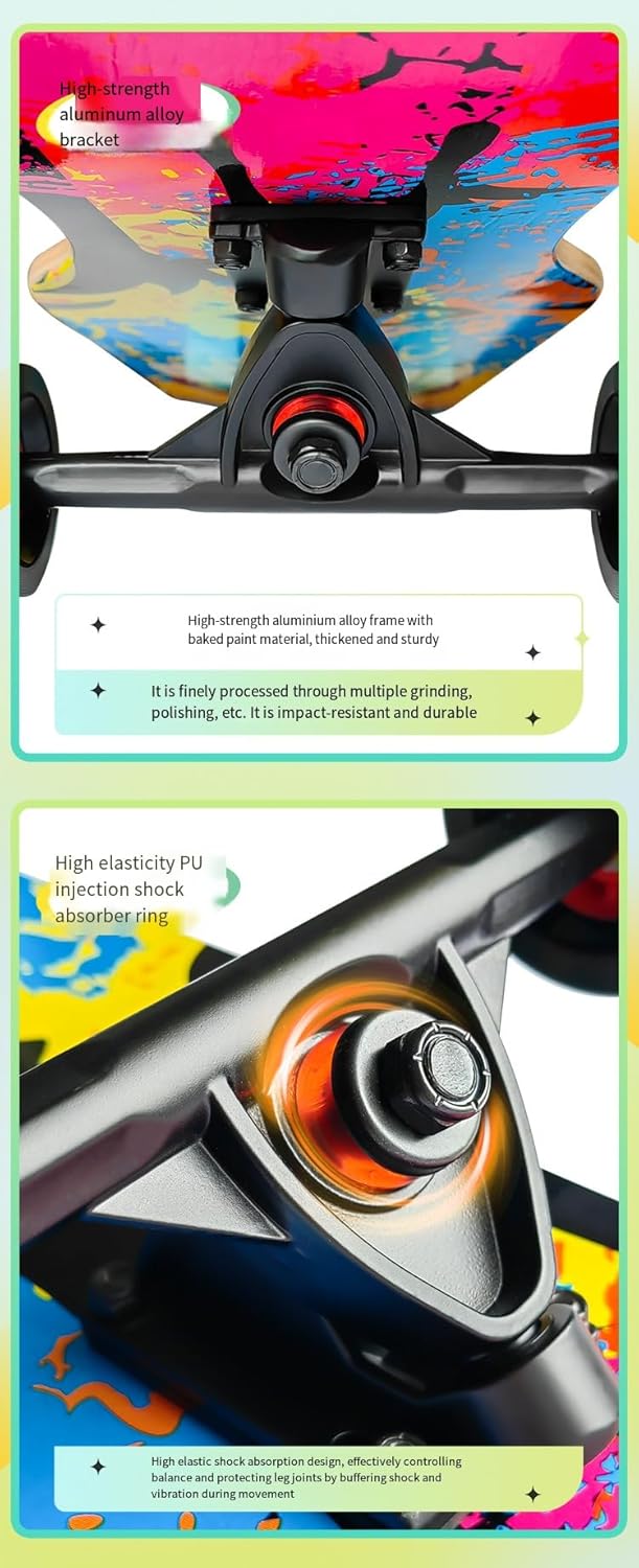 42-inch Twin-tip Skateboard for Street Cruising Adult Skateboard Gift for Beginners and Professionals Versatile Suitable for Male and Female Skaters