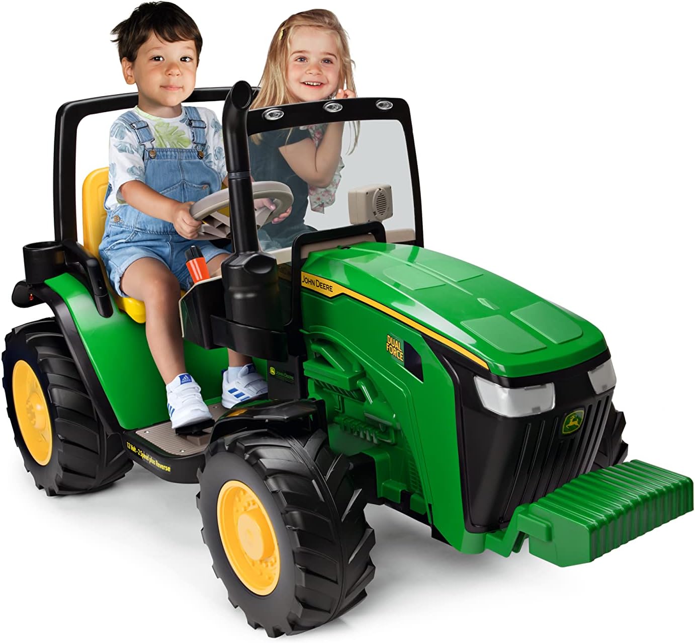 Peg Perego John Deere Dual Force Extra Large 12 Volt Ride-on Tractor for Ages 3-8, Green