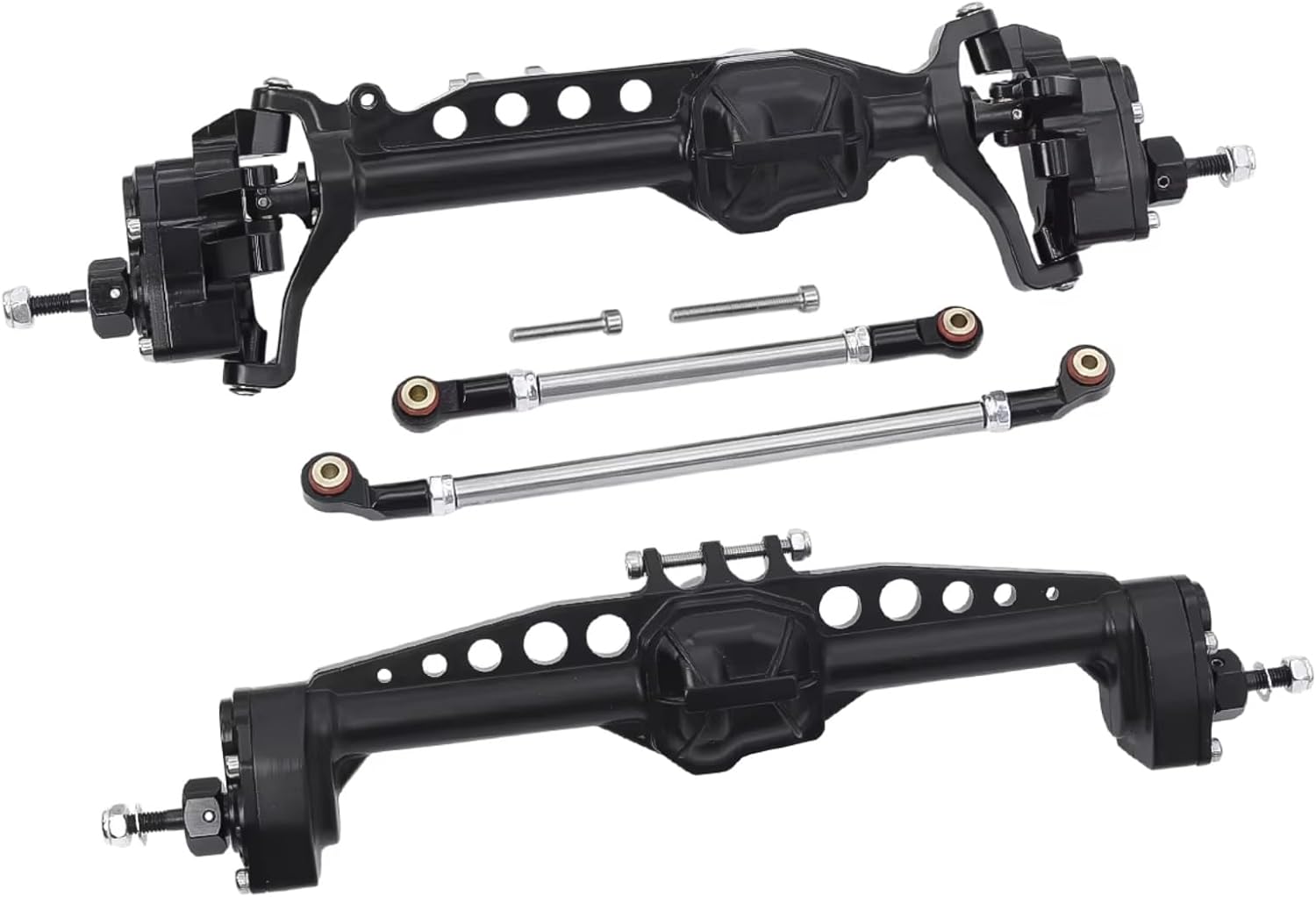 Rc Crawlers Axles For Axial For SCX10 III AXI03007 1/10 Aluminum Alloy Front And Rear Portal Axle Complete Upgrades Parts RC Crawler Car(Black,1set)
