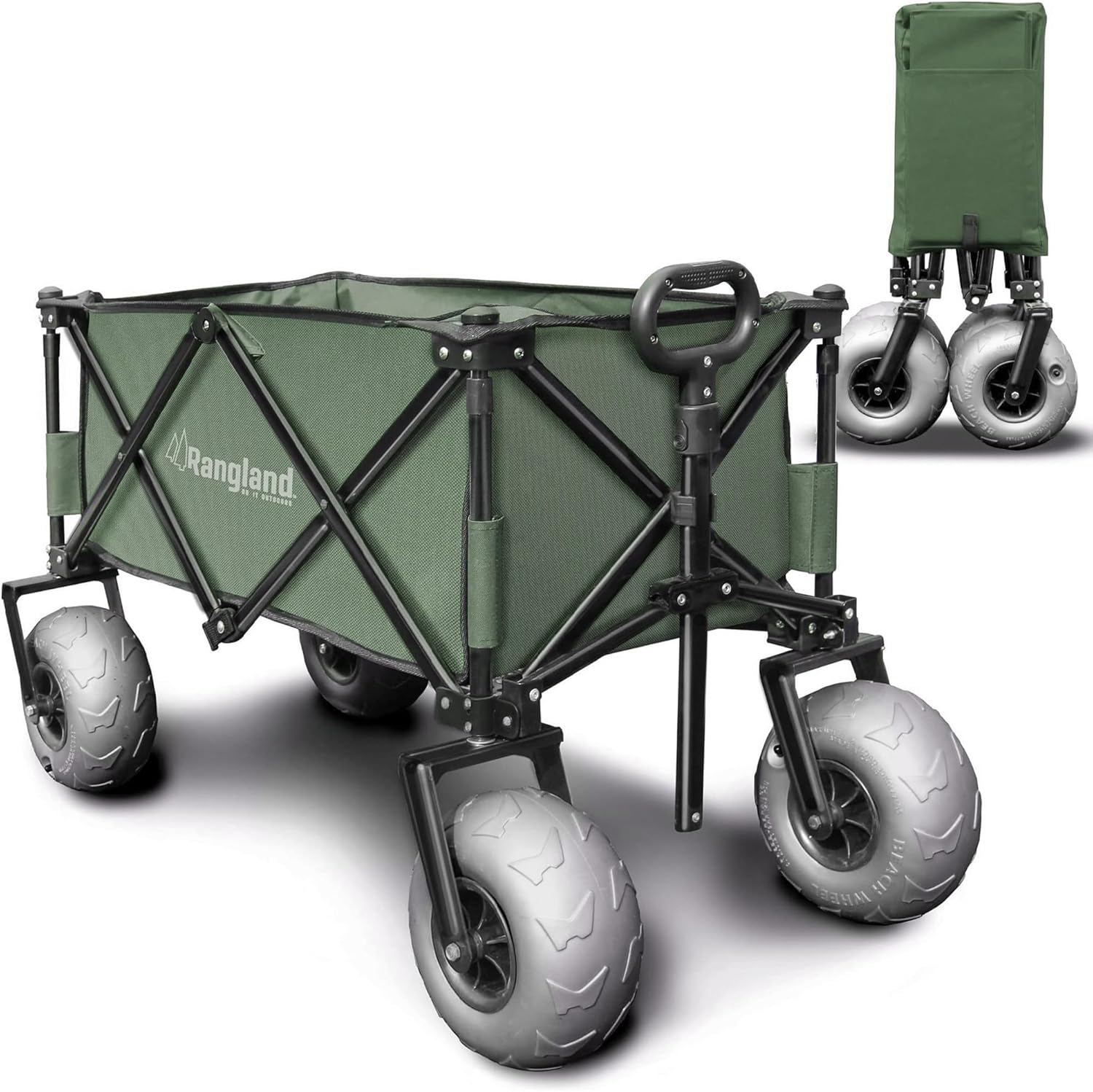 Beach Wagon with Big Wheels for Sand - All Terrain Steel Frame Utility Cart with 9