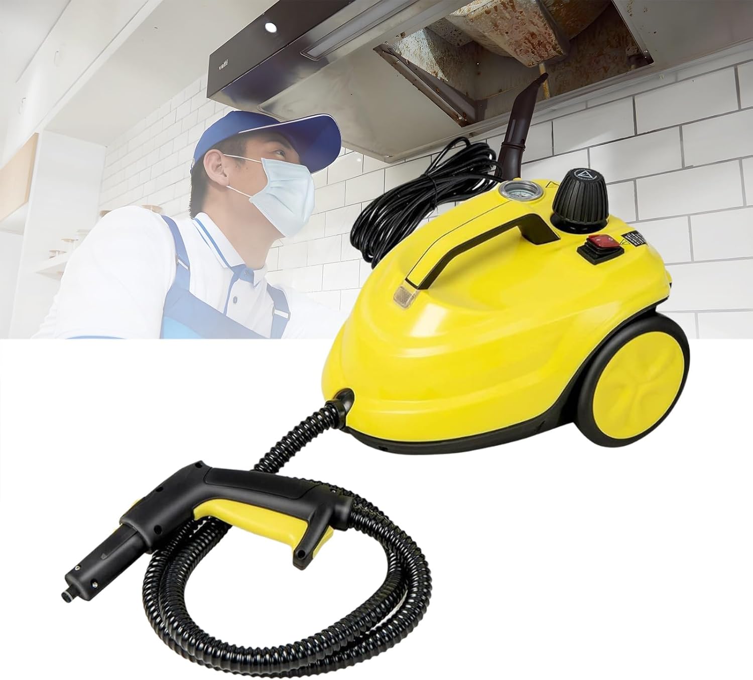 Handheld Steam Cleaner with Automatic Nozzle Handle and Self-locking Function, 15-Second Quick Heating, Suitable for Floors, Tile Grout, Tiles, Carpets, and Cars