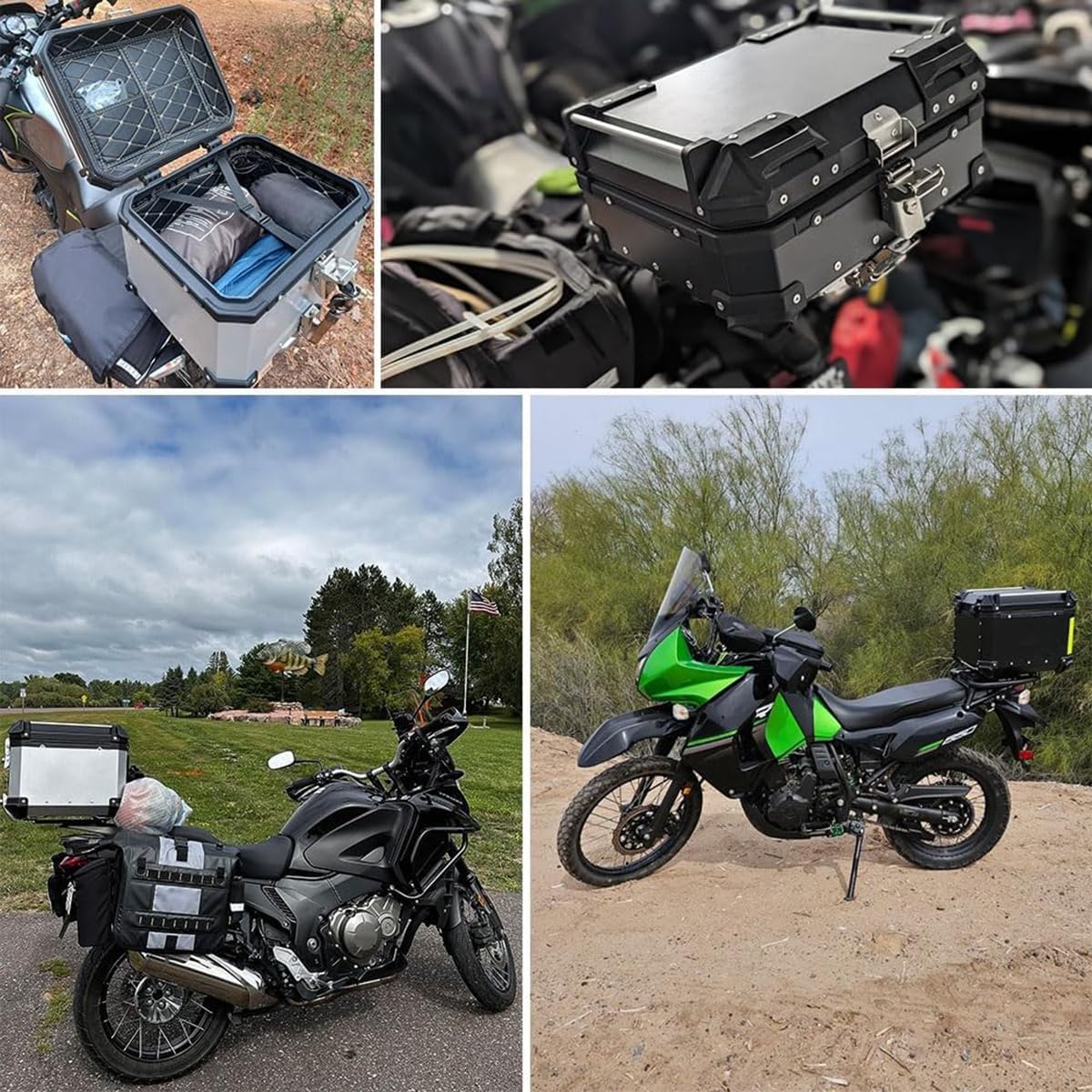 36L Motorcycle Top Case, Universal Aluminum Motorcycle Rear Tail Box Luggage Scooter Trunk, with Backrest & Security Lock Mounting Hardware