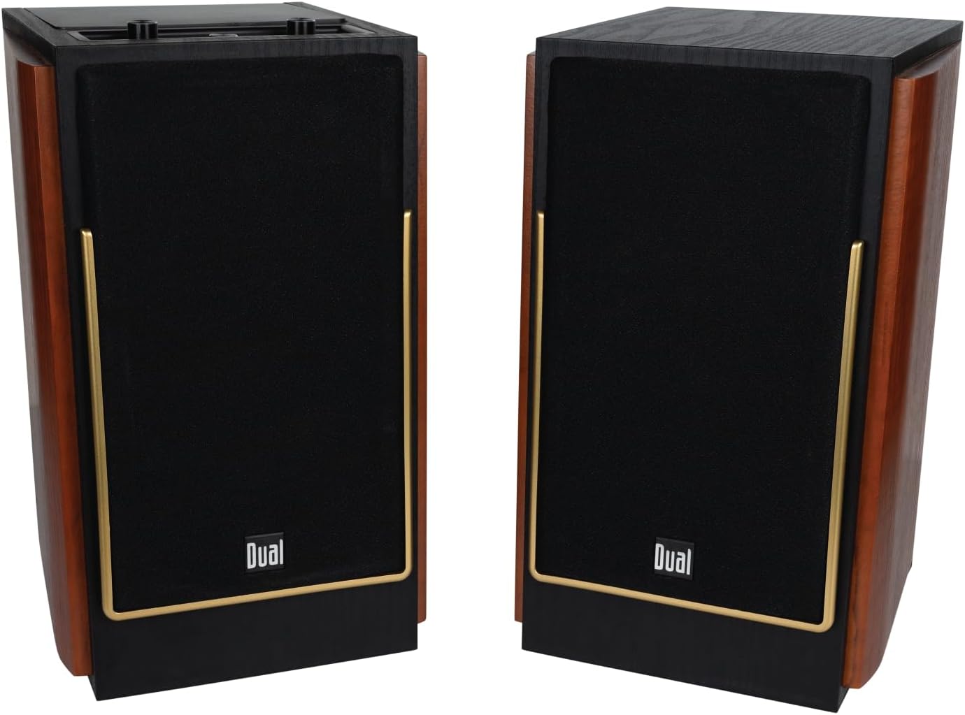 Dual Electronics LUHSL20B Cherrywood and Black 2-Way Bookshelf Speakers with Bluetooth | Home Stereo