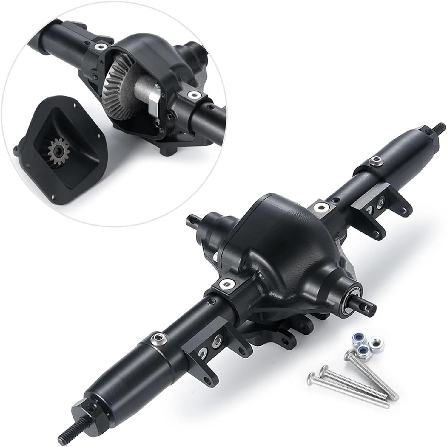 RC Car Upgrade Parts for Axial for SCX10 1/10 RC Crawler Car Truck Upgrade Parts Metal Front Middle Rear Axle with Servo Mount Modified Accessories(1 Set (3pcs))