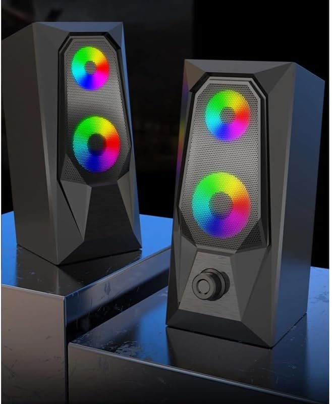 JSEIAJB Luminous RGB Desktop Computer Audio Mini Laptop Speaker Multimedia Desktop Speakers