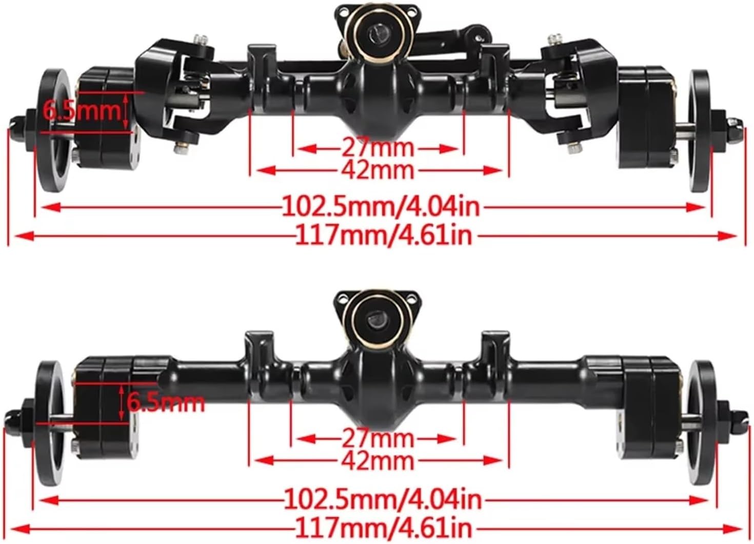RC Car Parts Compatible with Axial for SCX24 for Bronco for Gladiator 90081 C10 Machined Brass Portal Axle with Steering Link Wheels 1/24 RC Crawler