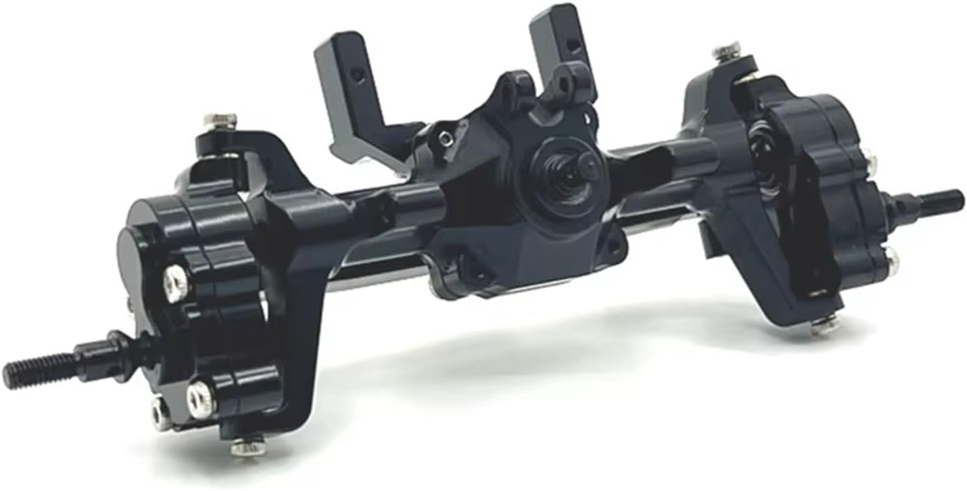 RC Front Rear Drive Axle Compatible with FMS for FCX24 for Xiaoqi for Crusher 1/24 RC Car Parts Upgrade Metal Front Rear Portal Bridge Axle Differential Assembly(Black,Front and Rear)