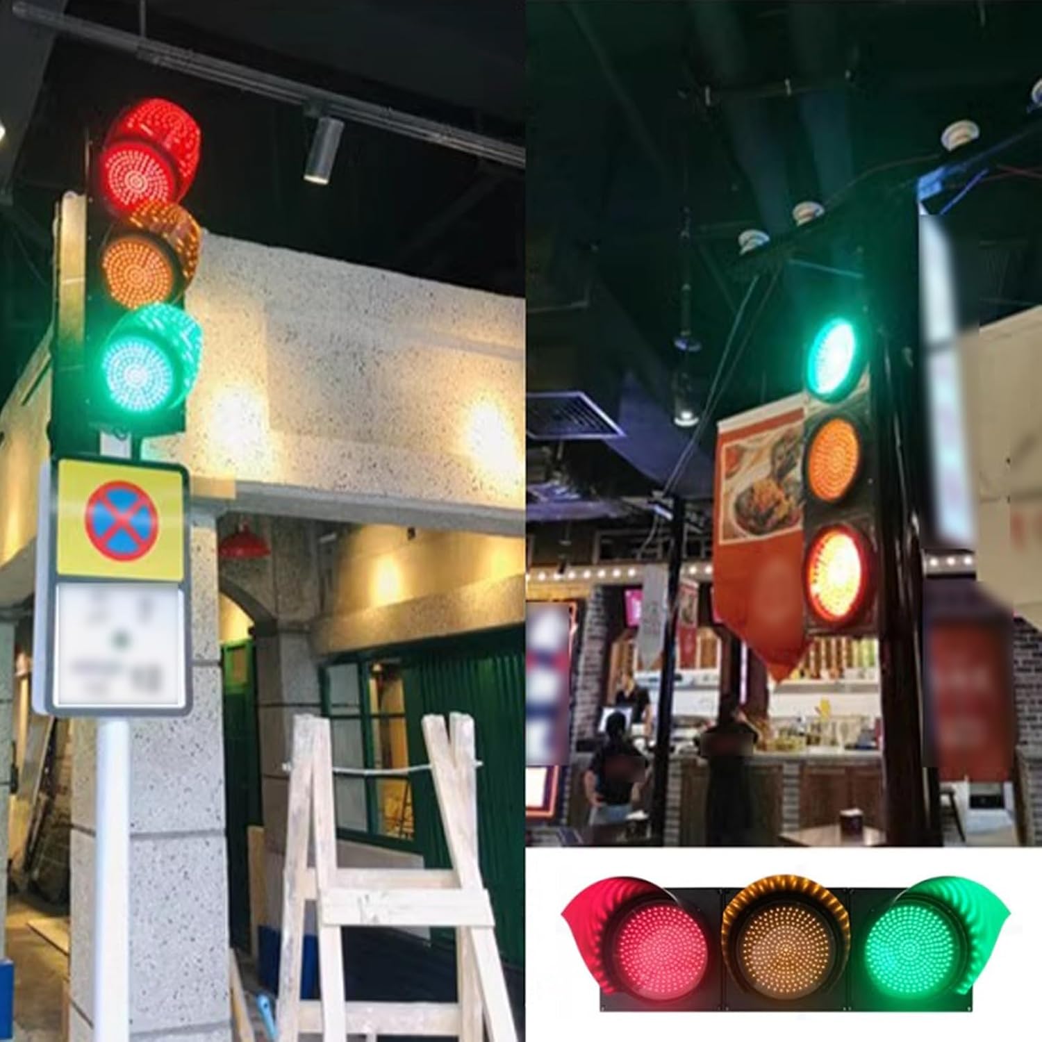 LED Traffic Signal Light, Red/Yellow/Green Industrial Traffic Light, Outdoor Stop and Go Light, Road Signs Indicator Warning Light, for Road, Toll Station, Parking Lane(300mm/12in)