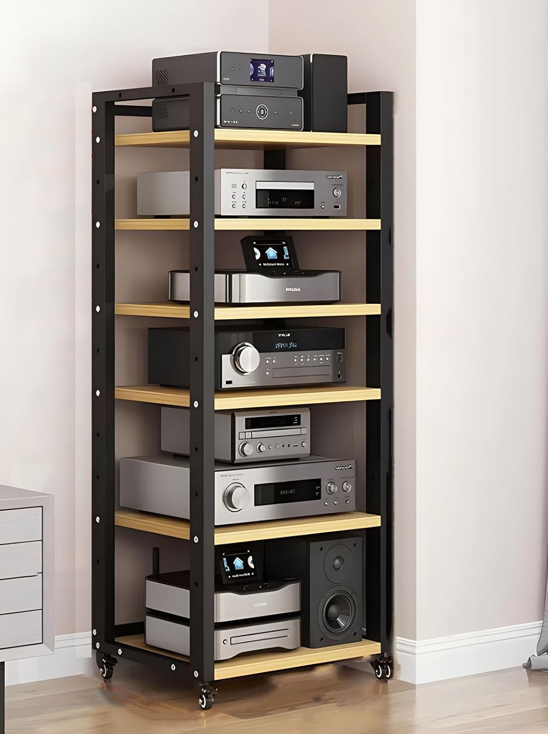 SRNSAEB Media DVD CD Player Stand Audio Rack 4 5 6 7 Layers