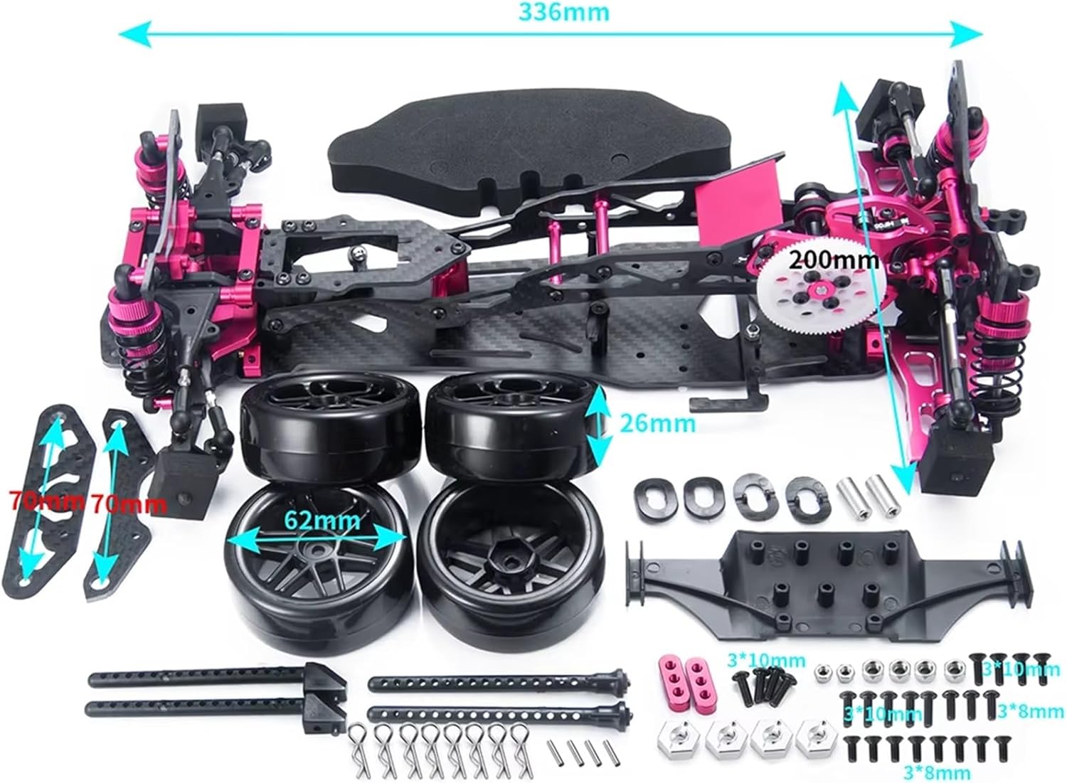 Compatible with 3Racing for Sakura D5 MR Metal Frame for Chassis with Shock Absorbers Wheels Belt Drive 1/10 RC Drift Car RC Accessories