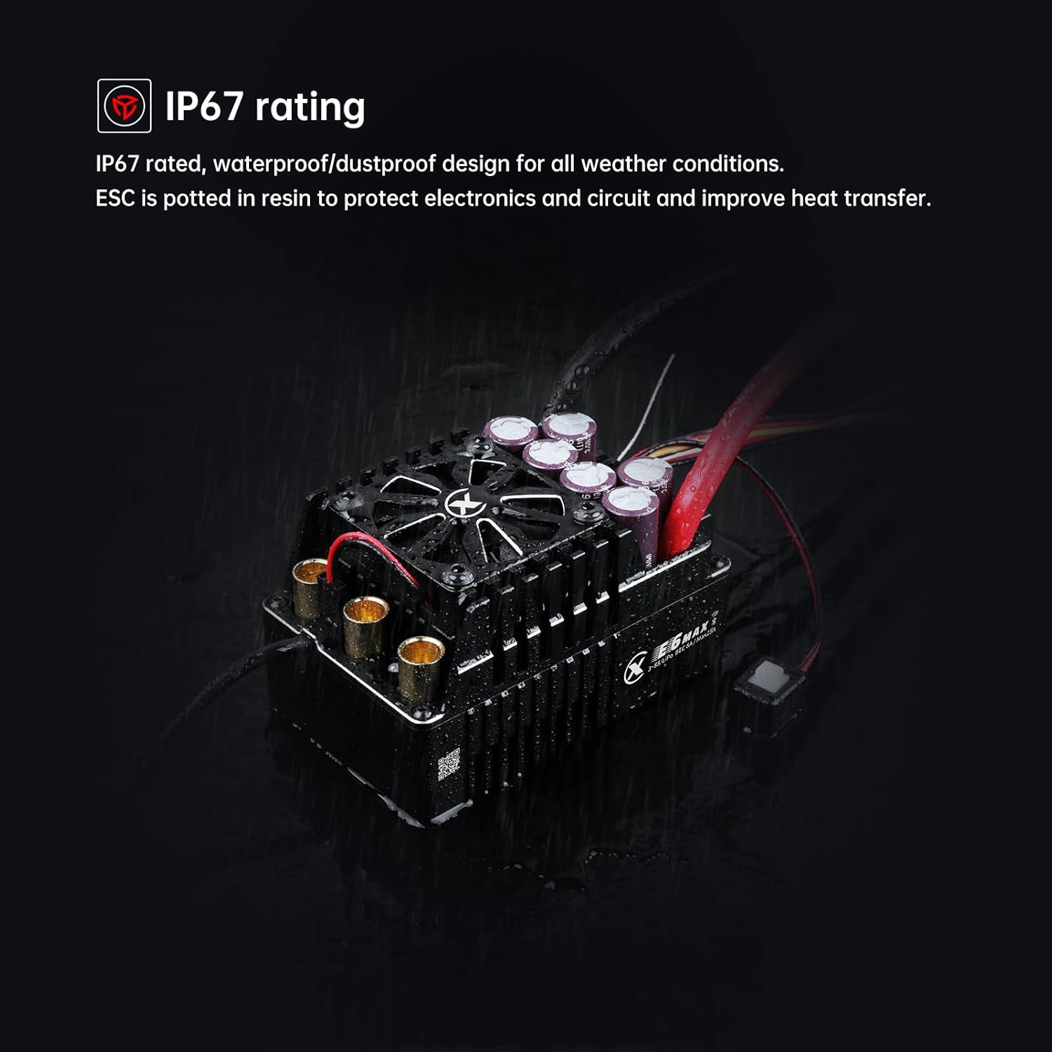 XC E6MAX APP Controls Sensored Brushless ESC for RC Car, 3-8S Lipo,550A Continuous Current,8-25A、6.0/7.4/8.4V BEC,Suitable for 1/6、1/7 Scale On-Road Speed Car Truck Monster