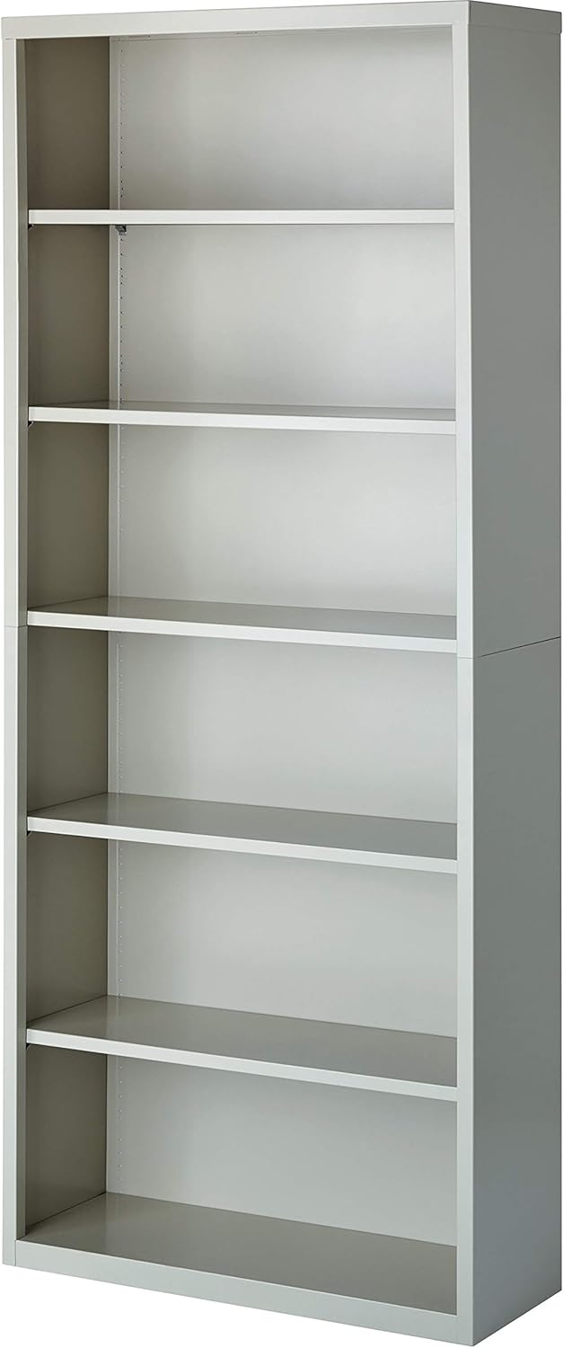 Lorell 41292 Steel Bookcase, 6-Shelf, 34-1/2-Inch x13-Inch x82-Inch , Light Gray