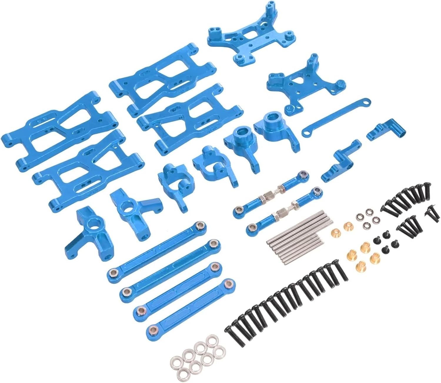 Models Upgrades Parts For WLtoys 124008 124010 1/12 Metal Upgrade Remote Control RC Car Swing Arm Steering Cup 8 Piece Set Of Parts(Blue)