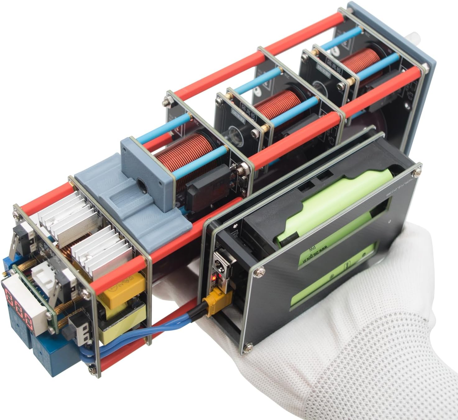 Electromagnetic Accelerator Gun Cannon High Voltage, DIY Integration Multi-Level Coil Kit, for Science Physics Teaching Experiment Tool College Education Model, High-Tech Toys,Integrated Boost Circuit