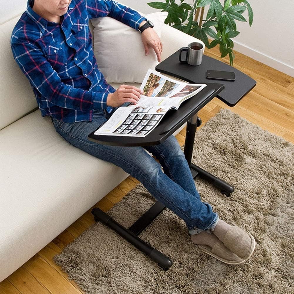Laptop Table Side Table Adjustable Bedside Table on Wheels Sofa Nursing Reading Breakfast Mobile Laptop Computer Desk D (B)