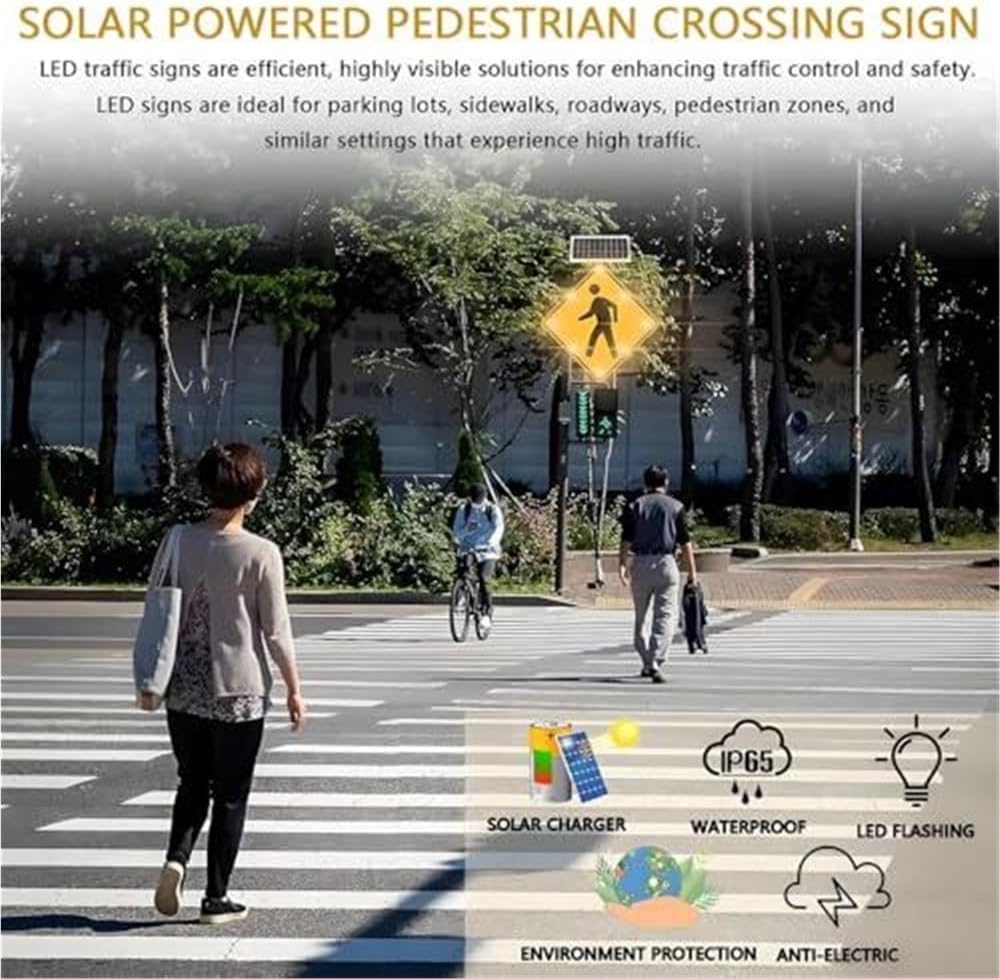Solar Powered LED Pedestrian Crossing Sign - 24