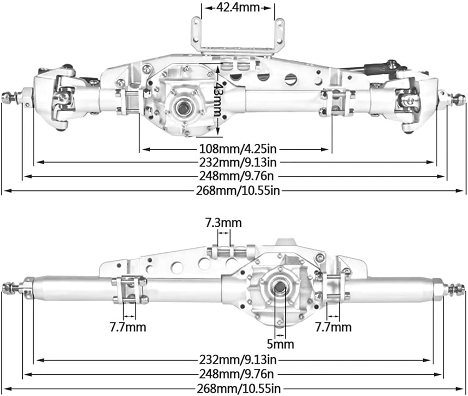 Compatible with Axial for Spawn RR10 for Bomber 90018 SMT10 for Capra for Buggy Roll Cage for Chassis Front Rear Axle Set 1/10 RC Crawler RC Accessories(Black,Rear and Front)