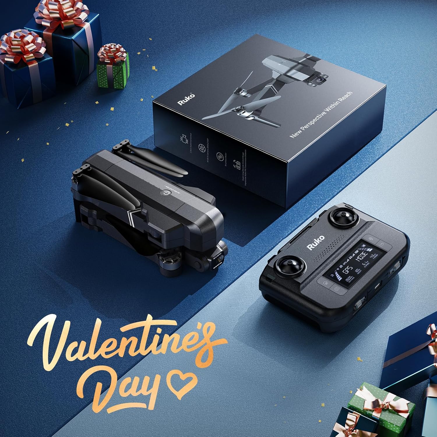 Ruko F11GIM2 Drones with Camera for Adults 4K, 64Mins Flight Time, Gimbal & EIS 4K Camera, 16404ft Digital video Transmission, GPS Auto-return Professional Quadcopter, Level 6 Wind Resistance